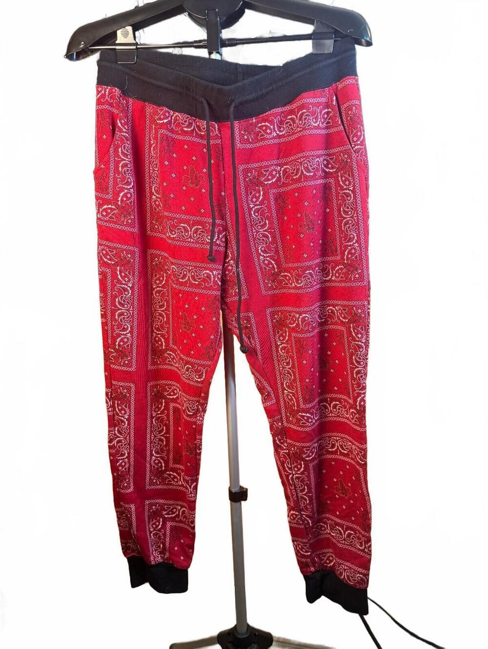 Disney Little Mermaid Red Bandana paisley Print Jogger Pants sz L
